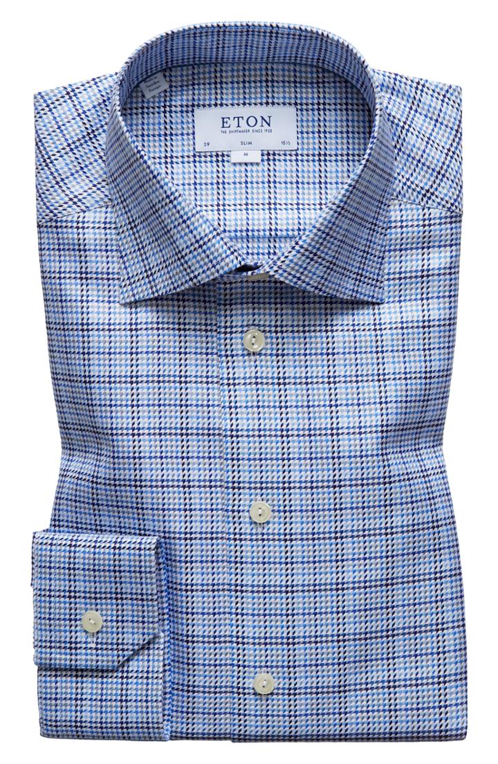 Men's Eton Slim Fit Houndstooth Dress Shirt
