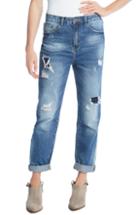 Women's Karen Kane Ripped High Waist Girlfriend Jeans - Blue