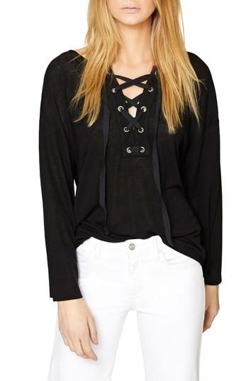 Women's Sanctuary Reno Lace-up Top - Black
