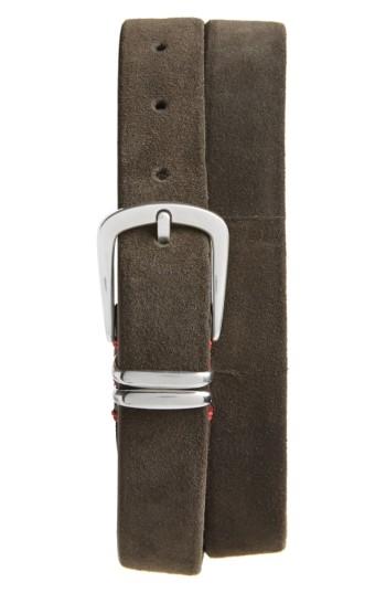 Men's Eleventy Stretch Suede Belt Eu - Brown