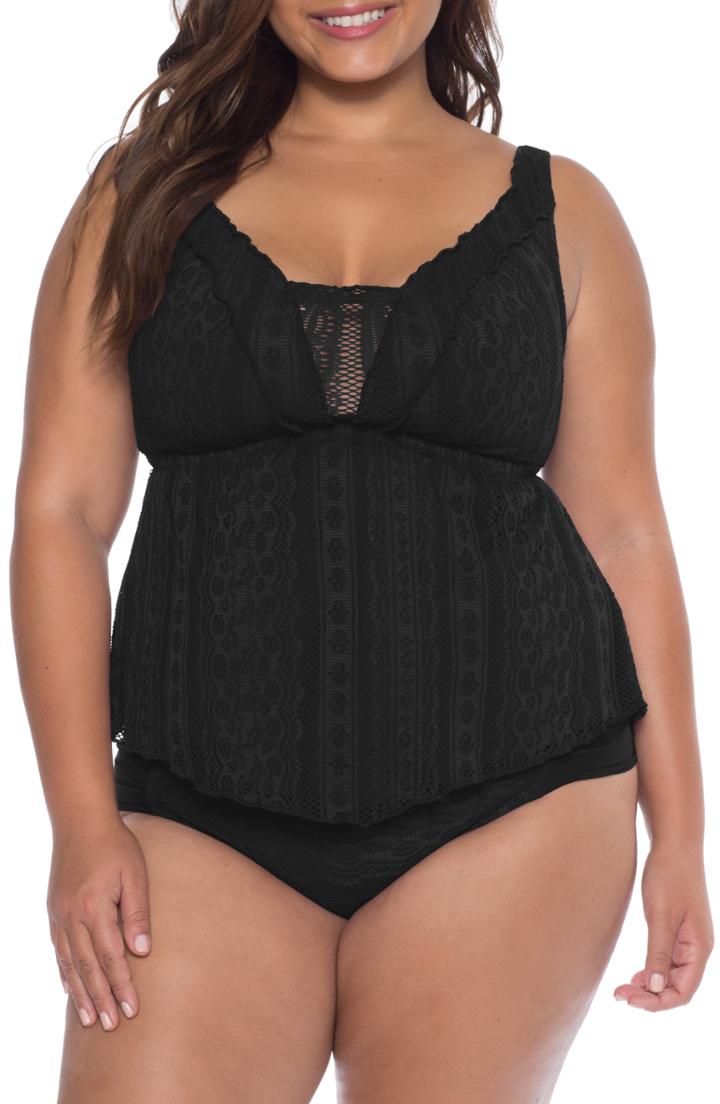 Women's Becca Etc. Color Play Crochet Tankini Top