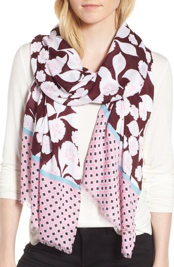 Women's Kate Spade New York Swinging Floral Scarf, Size - Burgundy