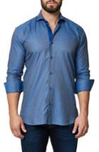 Men's Maceoo Trim Fit Dot Print Sport Shirt (s) - Blue