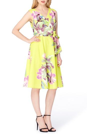 Women's Tahari Print Faux Wrap Dress - Yellow