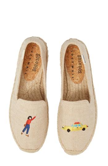 Women's Soludos Taxi Embroidered Platform Espadrille M - Beige