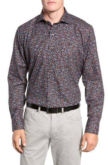 Men's Peter Millar Collection Regent Print Sport Shirt, Size - Green