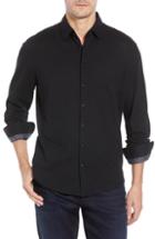 Men's Stone Rose Trim Fit Basketweave Sport Shirt, Size - Black