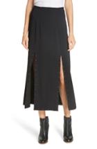 Women's See By Chloe Slit Detail Midi Skirt Us / 38 Fr - Black
