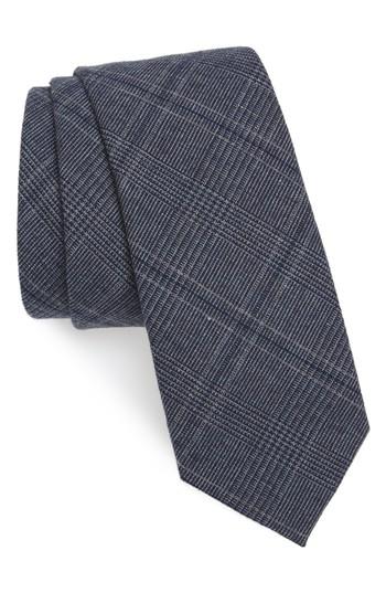 Men's Nordstrom Men's Shop Cobble Plaid Cotton & Linen Tie, Size - Blue