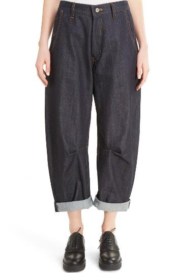 Women's Y's By Yohji Yamamoto U-wide Gusset Crop Jeans - Blue