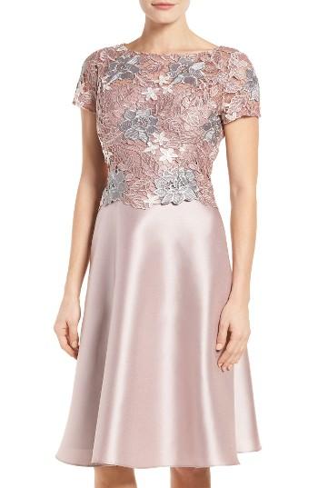 Women's Adrianna Papell Guipure Lace & Mikado Dress
