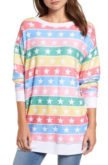 Women's Wildfox Stars Road Trip Stellar Stripe Pullover - White