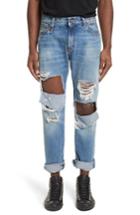 Men's R13 Sid Distressed Cutoff Straight Leg Jeans - Blue