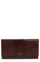 Women's Smythson Mara Marshall Croc Embossed Leather Travel Wallet - Burgundy