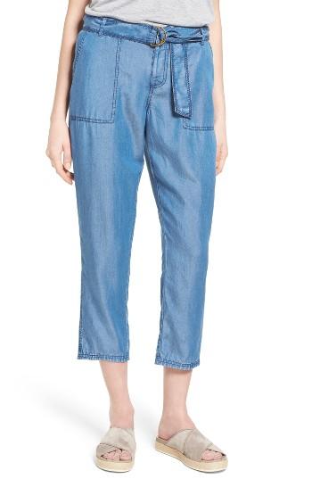 Women's Caslon Belted Chambray Crop Pants