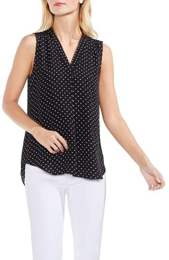 Women's Vince Camuto Poetic Dots Sleeveless V-neck Blouse, Size - Black