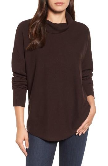 Women's Eileen Fisher Draped Turtleneck Sweater - Brown