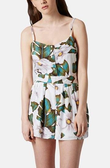 Topshop 'aloha' Floral Print Romper White