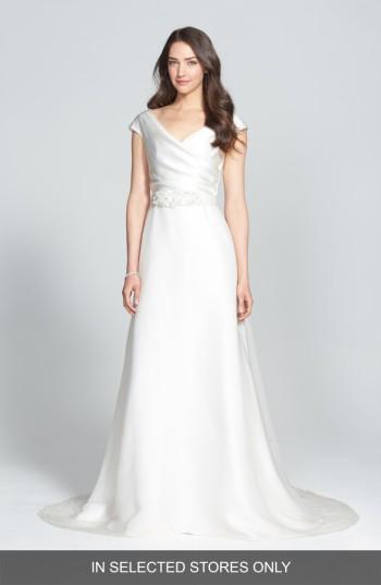 Women's Jesus Peiro Embellished Waist Draped Satin Dress, Size In Store Only - Ivory
