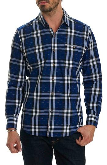 Men's Robert Graham Auden Print Sport Shirt - Blue