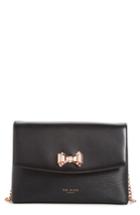 Ted Baker London Curved Bow Flap Leather Crossbody Satchel -