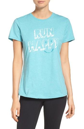 Women's Brooks 'run Happy' Smile Graphic Tee - Blue