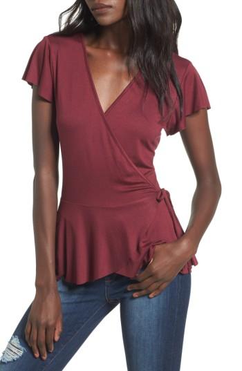Women's Leith Ruffle Wrap Top, Size - Red