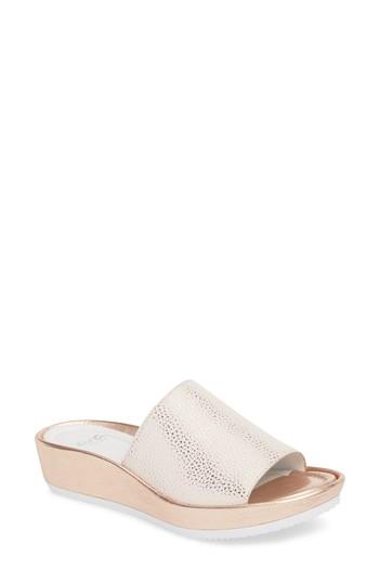 Women's Ara Tania Platform Wedge Slide Sandal Us / 36eu - Metallic