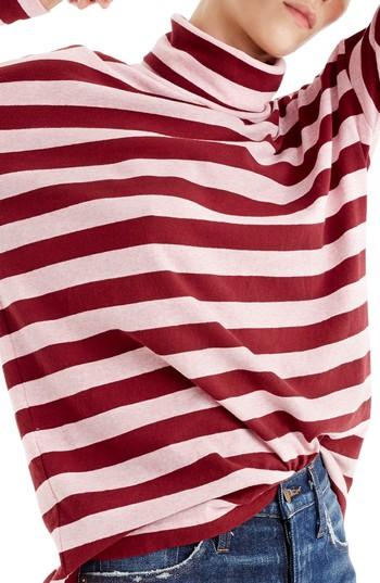 Women's J.crew Deck Stripe Turtleneck, Size - Burgundy