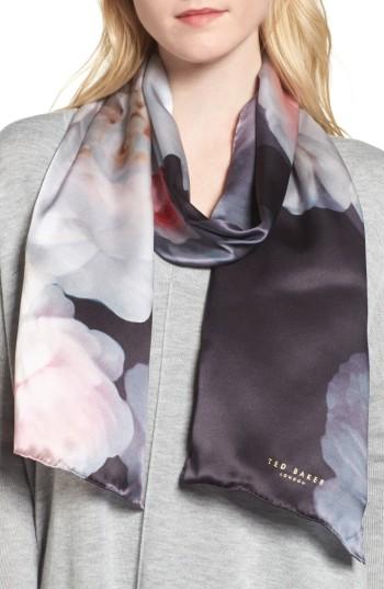 Women's Ted Baker London Chelsea Silk Skinny Scarf, Size - Black