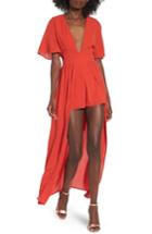 Women's Socialite Stripe Maxi Romper - Red