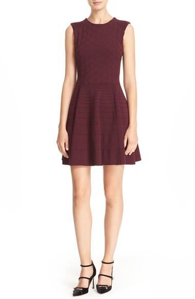 Women's Ted Baker London 'frinca' Mix Knit Skater Dress - Red