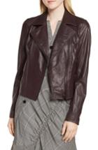 Women's Lewit Leather Moto Jacket - Burgundy