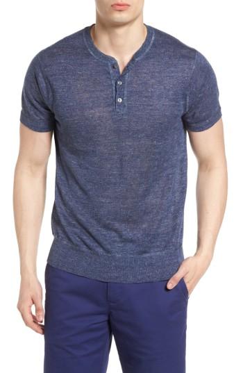 Men's Bonobos Linen Henley T-shirt, Size - Blue