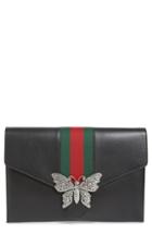 Gucci Totem Crystal Embellished Butterfly Leather Clutch -