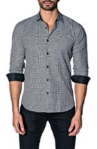 Men's Jared Lang Slim Fit Houndstooth Sport Shirt, Size - White