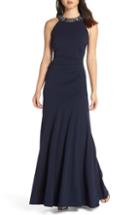 Women's Vince Camuto Beaded Neck Trumpet Gown - Blue