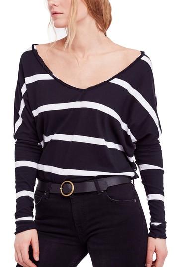 Women's Free People Upstate Stripe Tee - Black