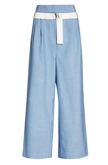 Women's Tibi Belted Wide Leg Crop Pants - Blue