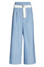 Women's Tibi Belted Wide Leg Crop Pants - Blue