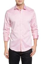 Men's Stone Rose Herringbone Stripe Sport Shirt - Red