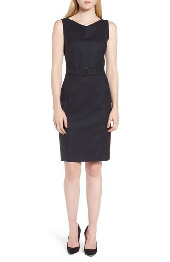 Women's Boss Dinalia Mini Dot Belted Wool Sheath Dress