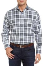 Men's Thomas Dean Regular Fit Corner Stitch Check Sport Shirt - Blue