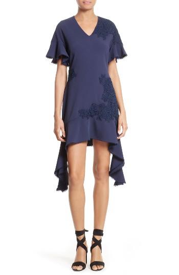Women's Jonathan Simkhai Lace Applique Mixed Media Dress - Blue
