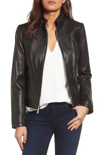 Women's Michael Michael Kors Leather Racer Jacket - Black