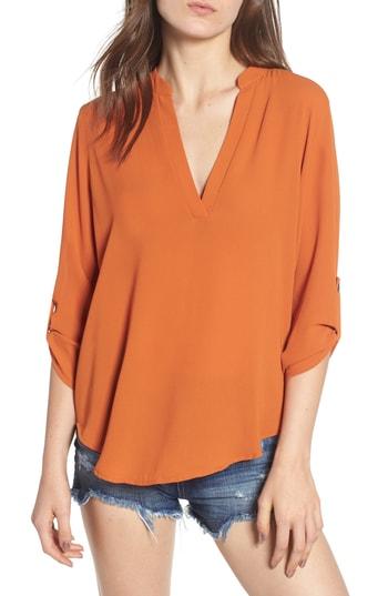 Women's Roll Tab Sleeve Woven Shirt, Size - Green