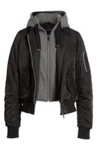 Women's French Connection Hooded Jersey Bib Bomber Jacket
