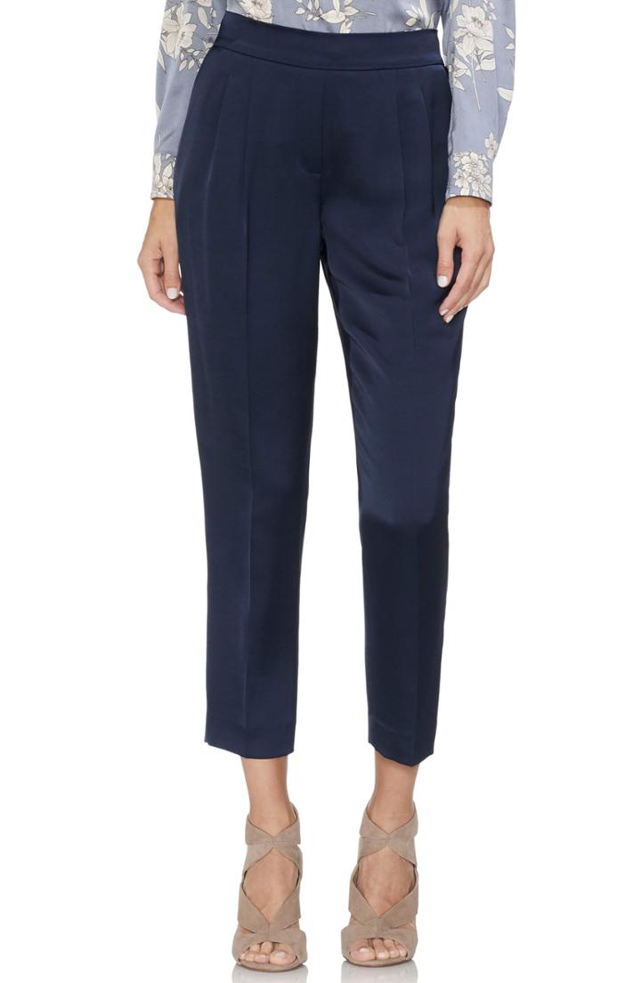 Women's Vince Camuto Slim Leg Front Pleat Satin Pants - Blue