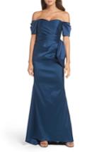 Women's Badgley Mischka Bow Back Off The Shoulder Gown - Blue