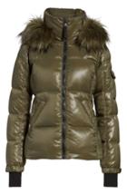 Women's S13/nyc Kylie Faux Fur Trim Gloss Puffer Jacket - Green